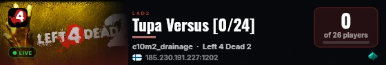 Tupa Versus [0/24] live status badge