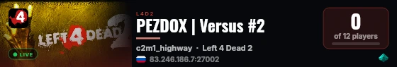 PEZDOX | Versus #2 live status badge
