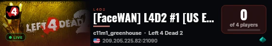 [FaceWAN] L4D2 #1 [US East] live status badge