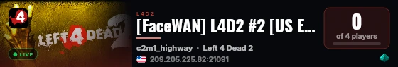 [FaceWAN] L4D2 #2 [US East] live status badge