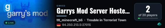 Garrys Mod Server Hosted by g-portal.com live status badge