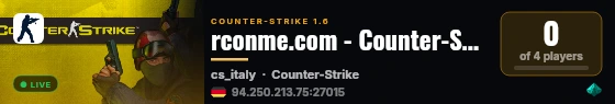 rconme.com - Counter-Strike 1.6 Server live status badge