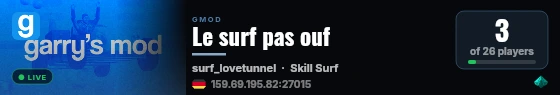 Le surf pas ouf live status badge
