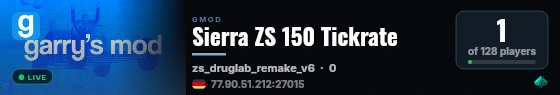 Sierra ZS 150 Tickrate live status badge