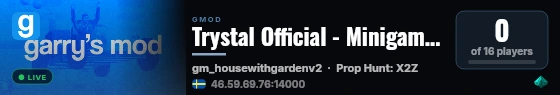 Trystal Official - Minigame-server live status badge
