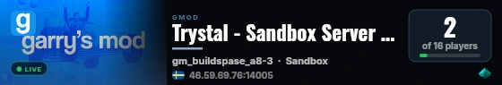 Trystal - Sandbox Server with Addon-pack live status badge