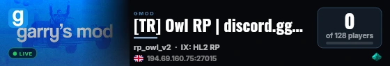 [TR] Owl RP | discord.gg/owlrp live status badge