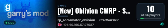 [New] Oblivion CWRP - Serious Roleplay - Needs Staff live status badge