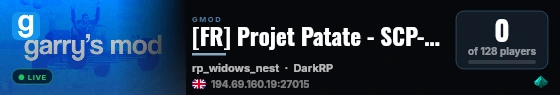 [FR] Projet Patate - SCP-RP Mil-Sim - Semi-Serious (Beta) live status badge