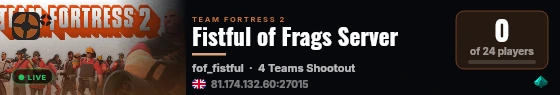 Fistful of Frags Server live status badge