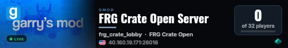 FRG Crate Open Server live status badge