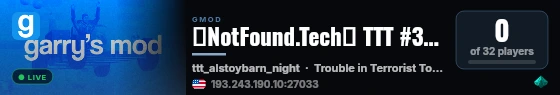 ❤️NotFound.Tech🌸 TTT #3 | Limited Server | Custom Invent live status badge