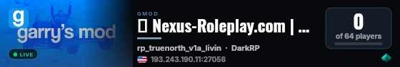 🟣 Nexus-Roleplay.com | Custom City RP | New Server live status badge