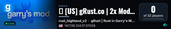 ★ [US] gRust.co | 2x Modded | Wiped _ Days ago | 5 Day Wipe live status badge