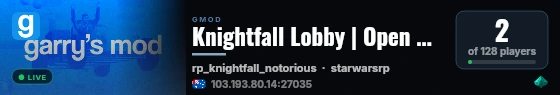 Knightfall Lobby | Open Alpha | Orbiting Corellia live status badge