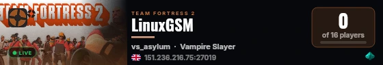 LinuxGSM live status badge