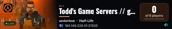 Todd's Game Servers // gs.kst.nz // HL1 Fun live status badge