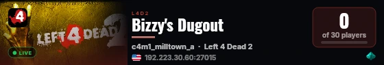 Bizzy's Dugout live status badge