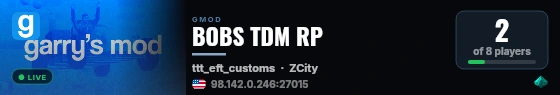 BOBS TDM RP live status badge