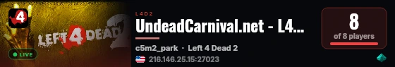 UndeadCarnival.net - L4D2 US #9 live status badge