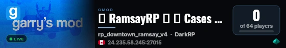 🔥 RamsayRP 🔥 💼 Cases 💊 Drugs 🔥 HIRING 🔥 live status badge
