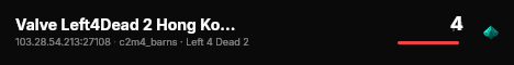 Valve Left4Dead 2 Hong Kong Server (srcds1029-hkg1.141.94) live status badge