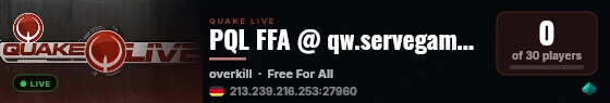 PQL FFA @ qw.servegame.org live status badge