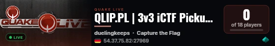 QLIP.PL | 3v3 iCTF Pickup | CHARLIE live status badge