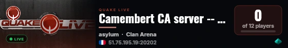 Camembert CA server -- cheap frags when buns is playing live status badge