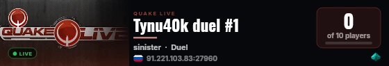 Tynu40k duel #1 live status badge