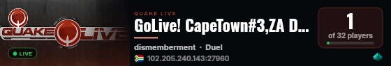 GoLive! CapeTown#3,ZA DUEL#1 antilag live status badge