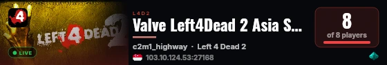 Valve Left4Dead 2 Asia Server (srcds4030-sgp2.154.154) live status badge