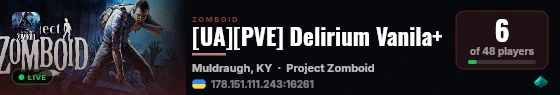[UA][PVE] Delirium Vanila+ live status badge