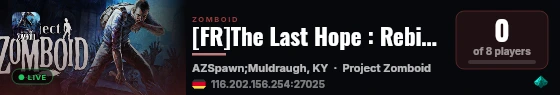[FR]The Last Hope : Rebirth | B42 Stable | PvPvE HARDCORE live status badge