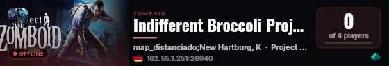 Indifferent Broccoli Project Zomboid Server live status badge