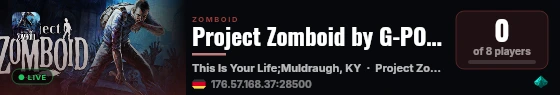 Project Zomboid by G-PORTAL.com live status badge