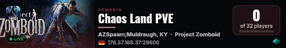 Chaos Land PVE live status badge