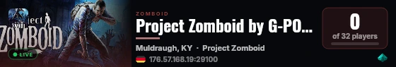Project Zomboid by G-PORTAL.com live status badge