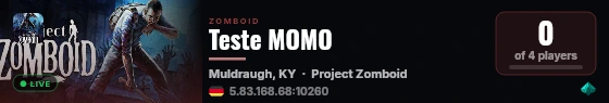 Teste MOMO live status badge
