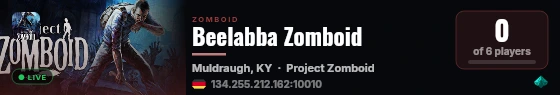 Beelabba Zomboid live status badge