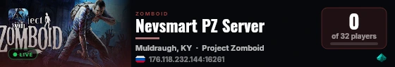 Nevsmart PZ Server live status badge