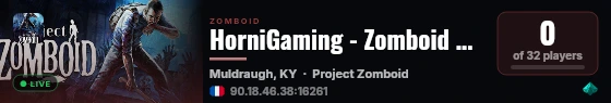 HorniGaming - Zomboid B42 live status badge