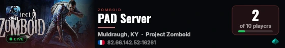 PAD Server live status badge