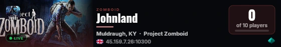 Johnland live status badge