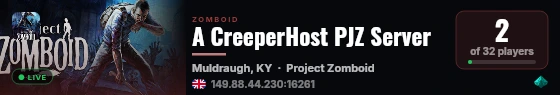 A CreeperHost PJZ Server live status badge