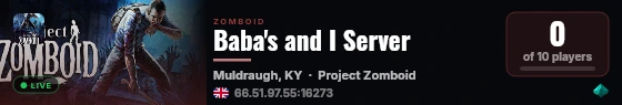 Baba's and I Server live status badge