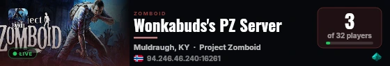 Wonkabuds's PZ Server live status badge