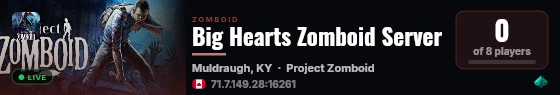 Big Hearts Zomboid Server live status badge