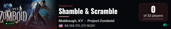 Shamble & Scramble live status badge
