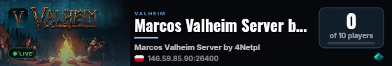 Marcos Valheim Server by 4Netplayers live status badge